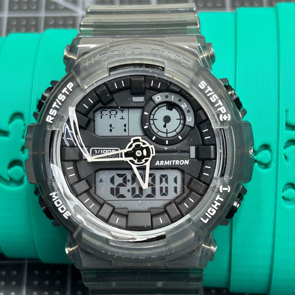 Armitron Pro Sport World Time Chronograph Digital Analog Watch MA19439A‎